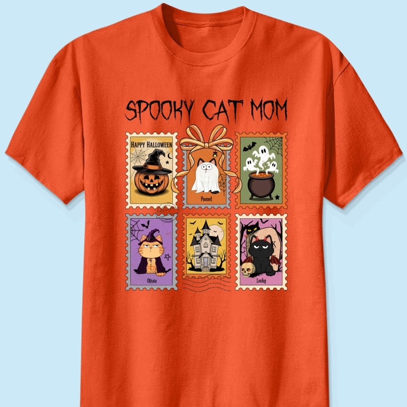 Spooky Cats Retro Stamp Theme Personalized Halloween Shirt
