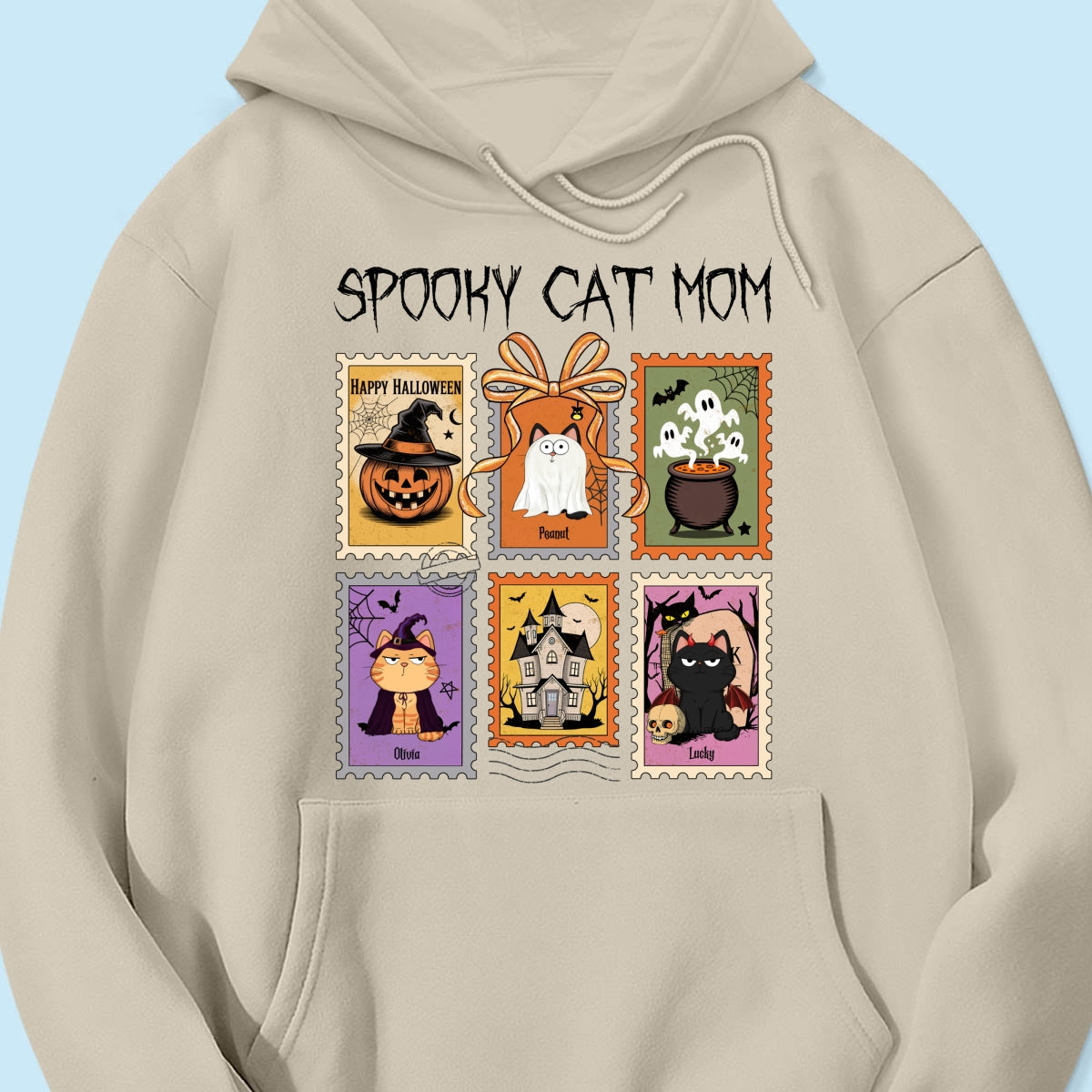 Spooky Cats Retro Stamp Theme Personalized Halloween Shirt