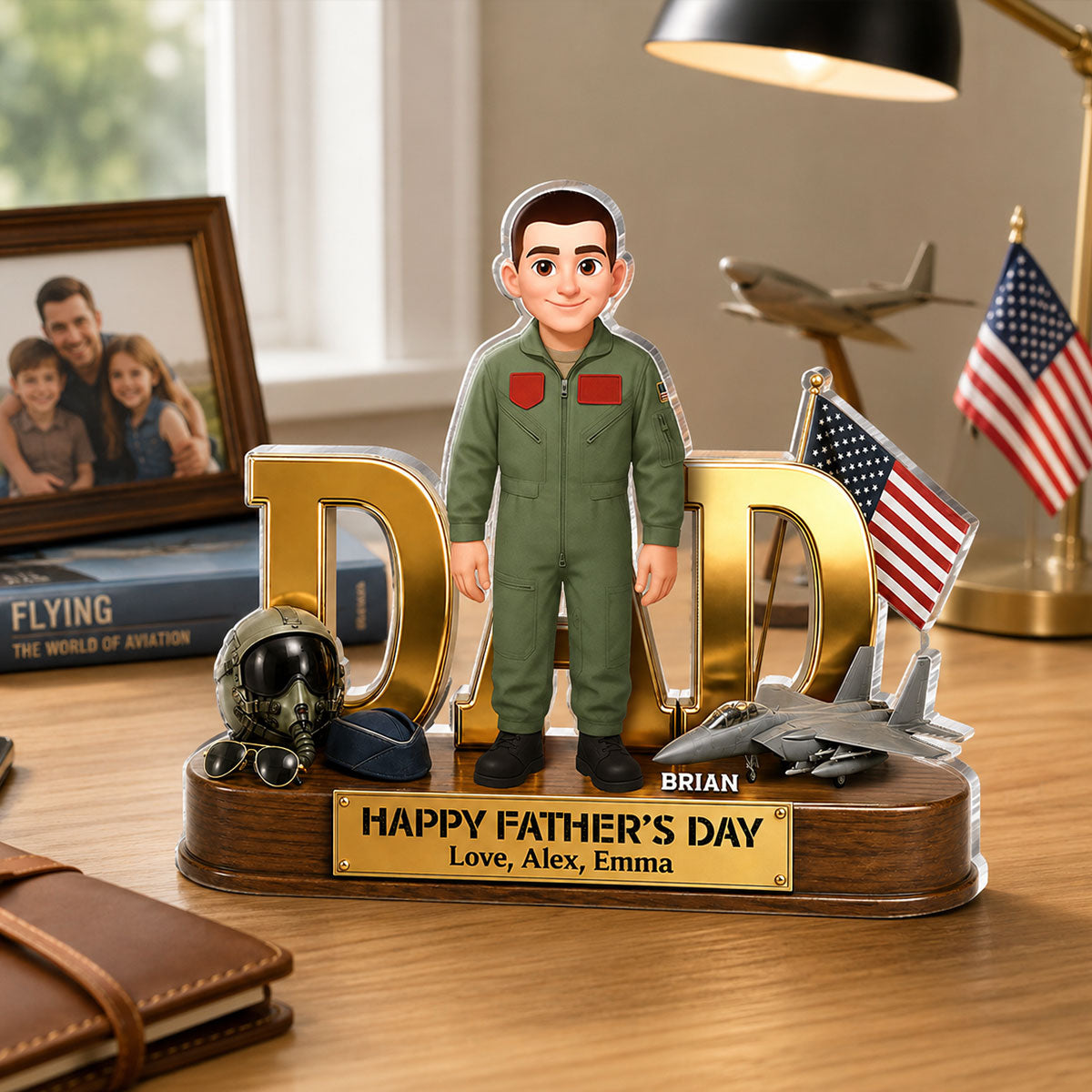 Proud American Air Force Dad You Are Our Hero - Personalized Acrylic Block Plaque - Gift For Dad