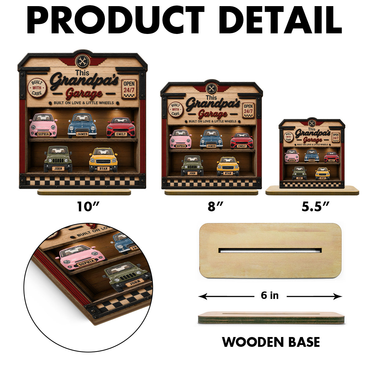 Dad Grandpa's Garage 2D Flat - Personalized Wooden Plaque - gift for Dad, Grandpa