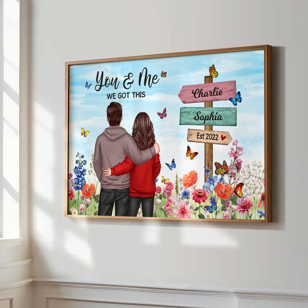 Couple In Flower Garden Sign Personalized Poster, Gift, Anniversary Gift For Couples, For Him, For Her