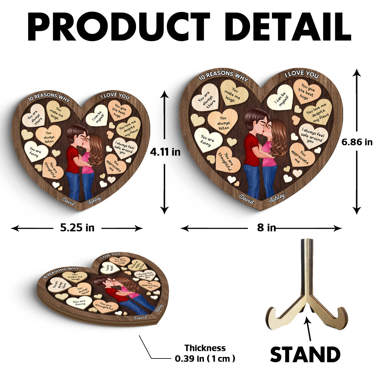 Doll Couple Kissing In Heart Reasons Why I Love You, Gift For Him, For Her