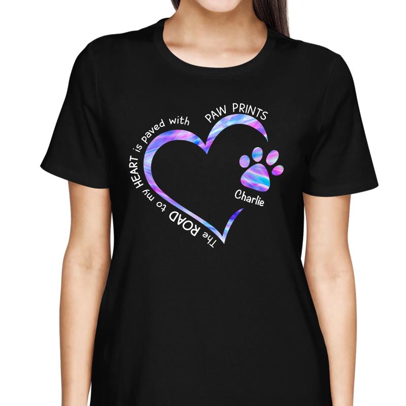 Road Paved With Paw Prints Colorful Personalized Hoodie Sweatshirt