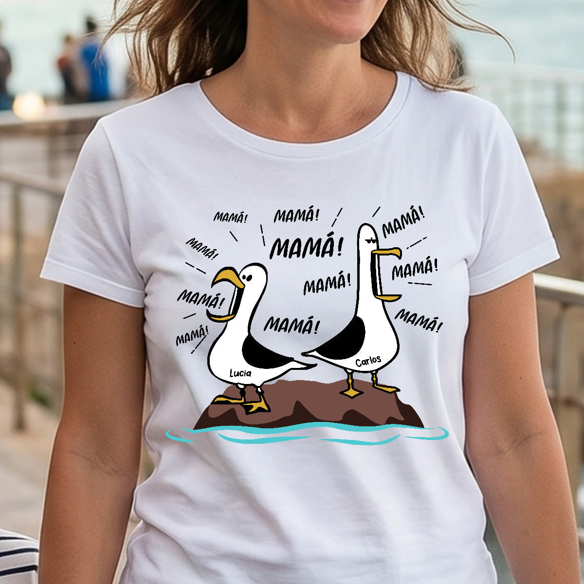 Gaviota Mam Mam Mam - Camiseta Personalizada - Regalo Divertido del Da de la Madre para Mam