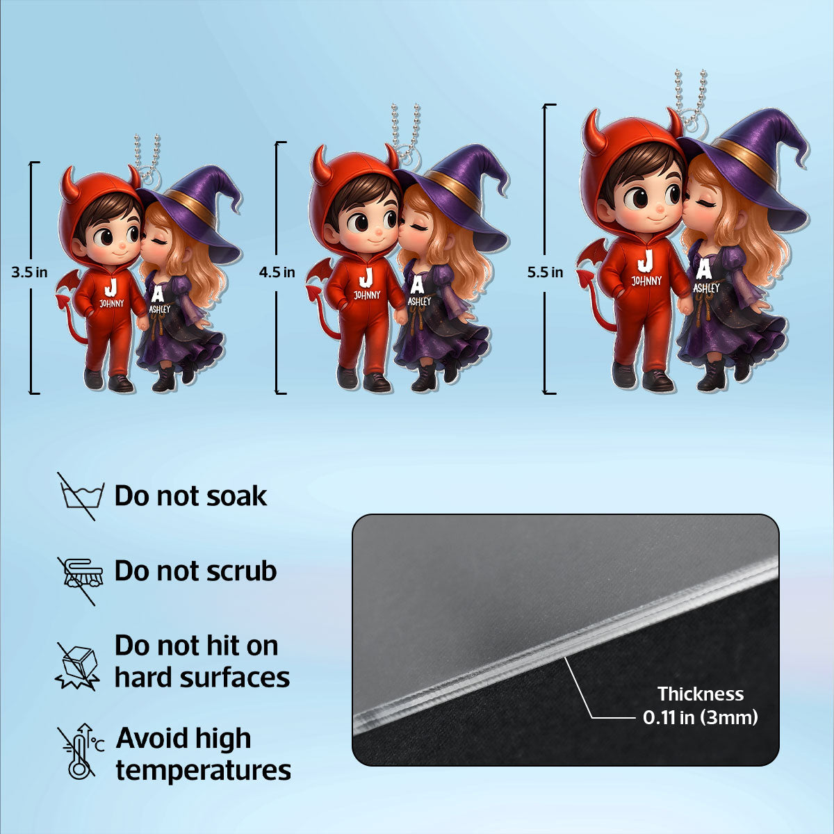 Cute Cartoon Halloween Couple Personalized Acrylic Ornament,Halloween Tree Decoration