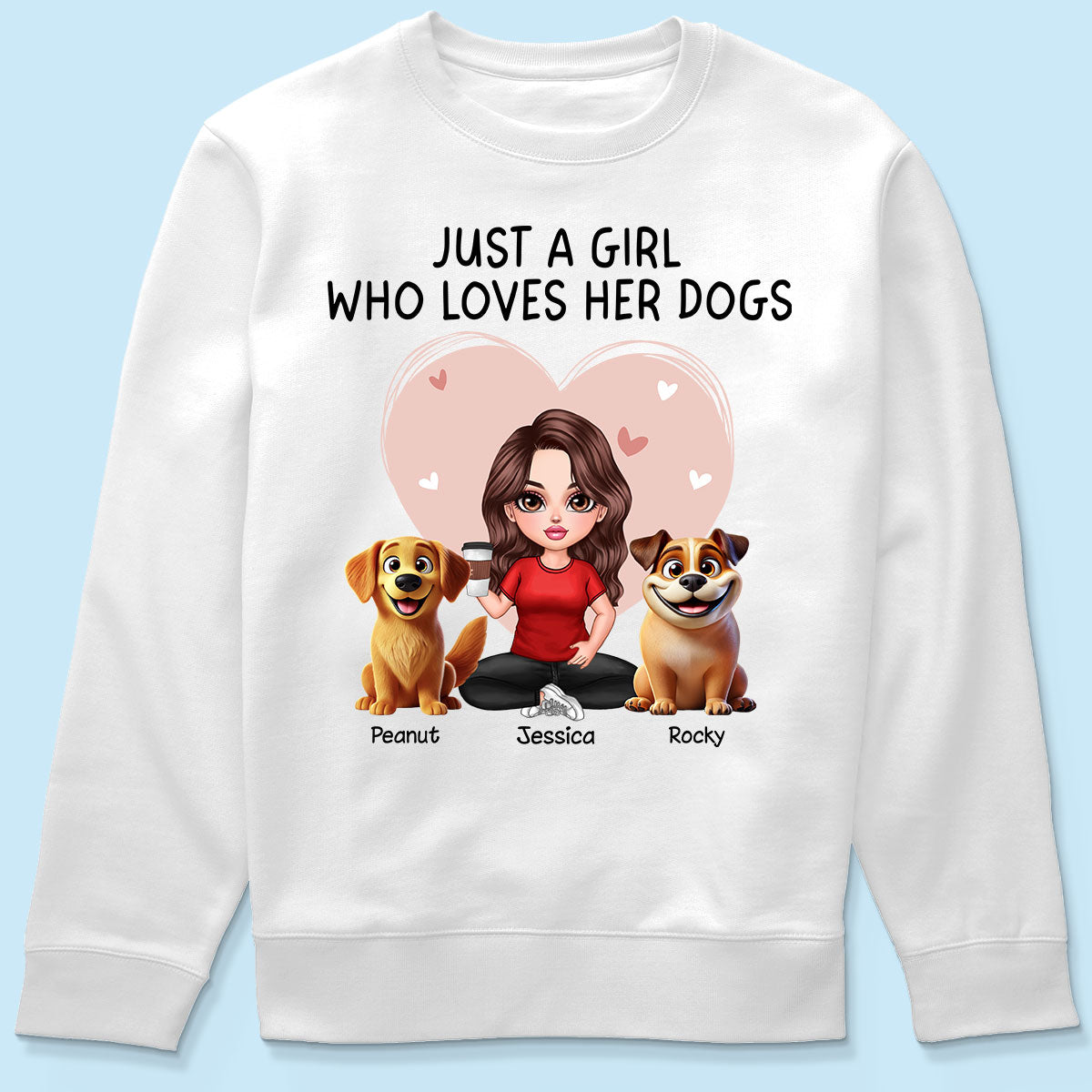 Just A Girl Who Loves Her Dogs Realistic Cartoon Dogs Personalized Shirt, Gift For Dog Lover