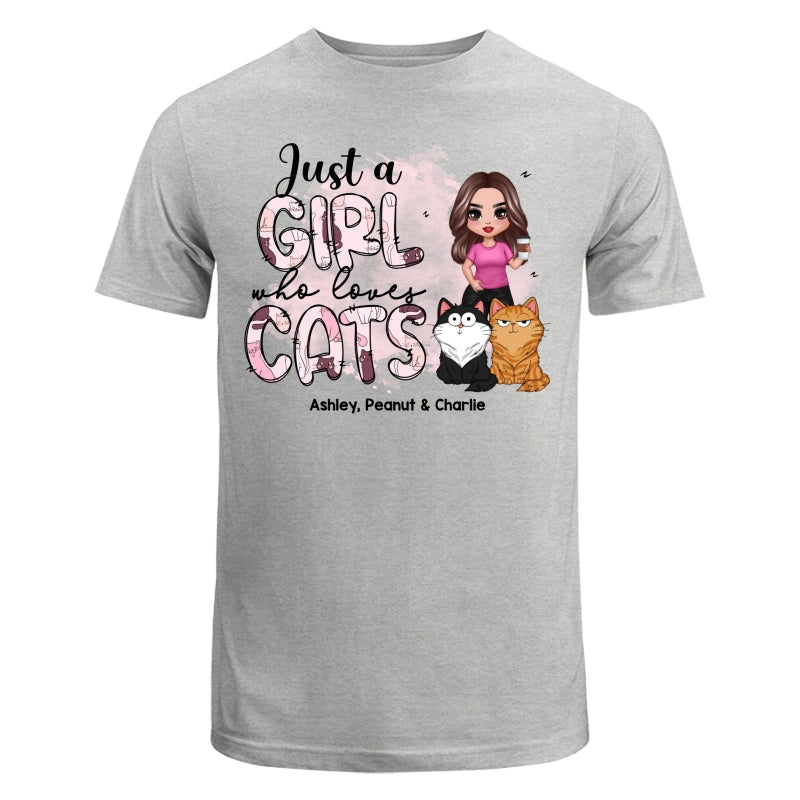 Just A Girl Who Loves Cats Doodle Pattern Funny Cats Expressions Personalized Shirt