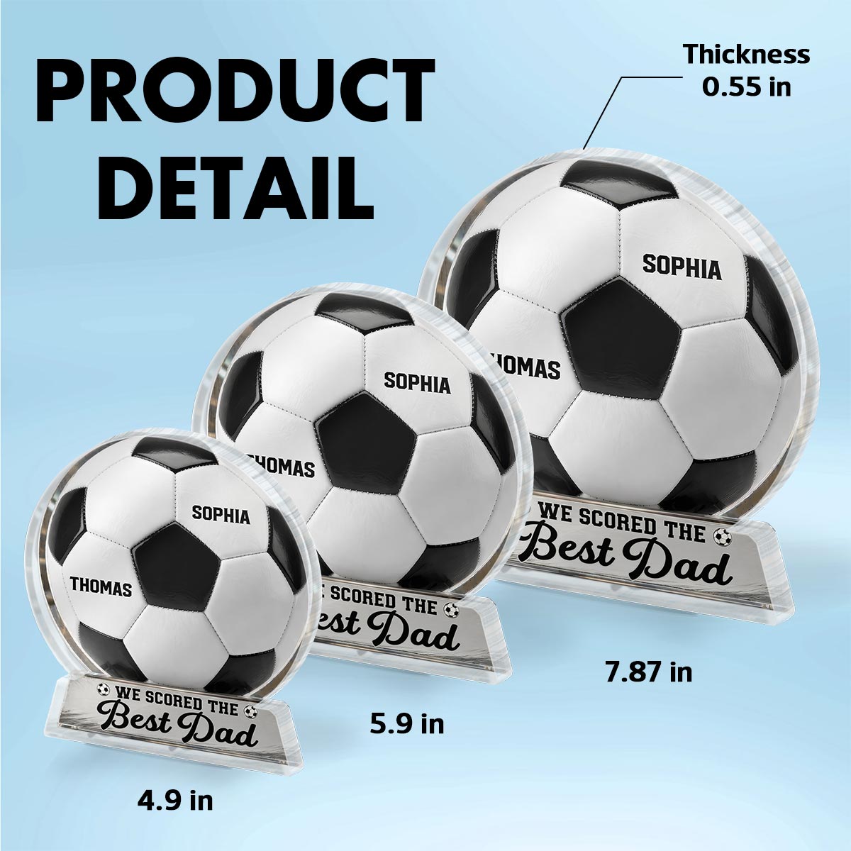 We Scored The Best Dad - Personalized Acrylic Block Plaque - Gift For Soccer Dad