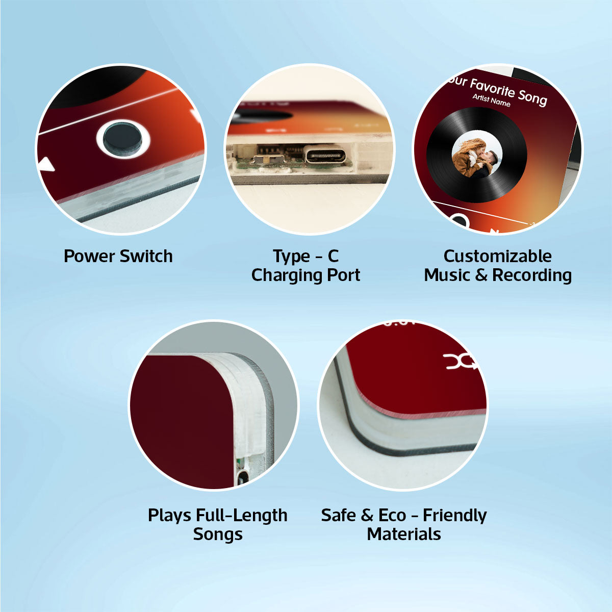 Custom Photo & Favorite Song Disc Personalized Music Fridge Magnet, Gift For Couple