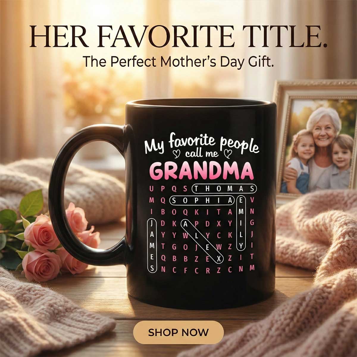 Favorite People Call Me Grandma Word Search Puzzle - Personalized Mug - Mother's Day Gift For Grandma