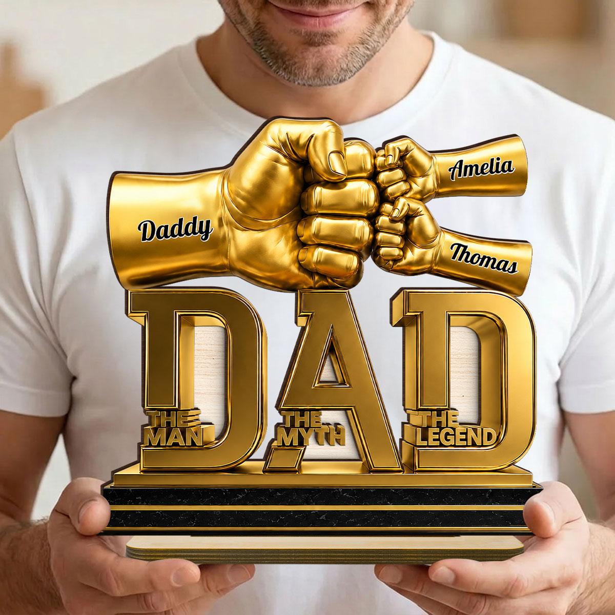 Dad The Man The Myth The Legend - Personalized 2-Layered Wooden Plaque - Gift for Dad, Husband