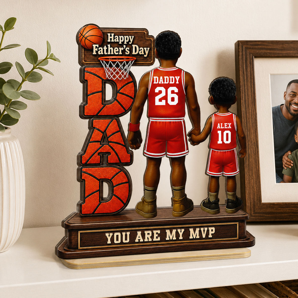 Basketball Dad Legend You Are Our MVP - Personalized 2-Layered Wooden Plaque - Gift For Dad, Husband, Basketball Fans