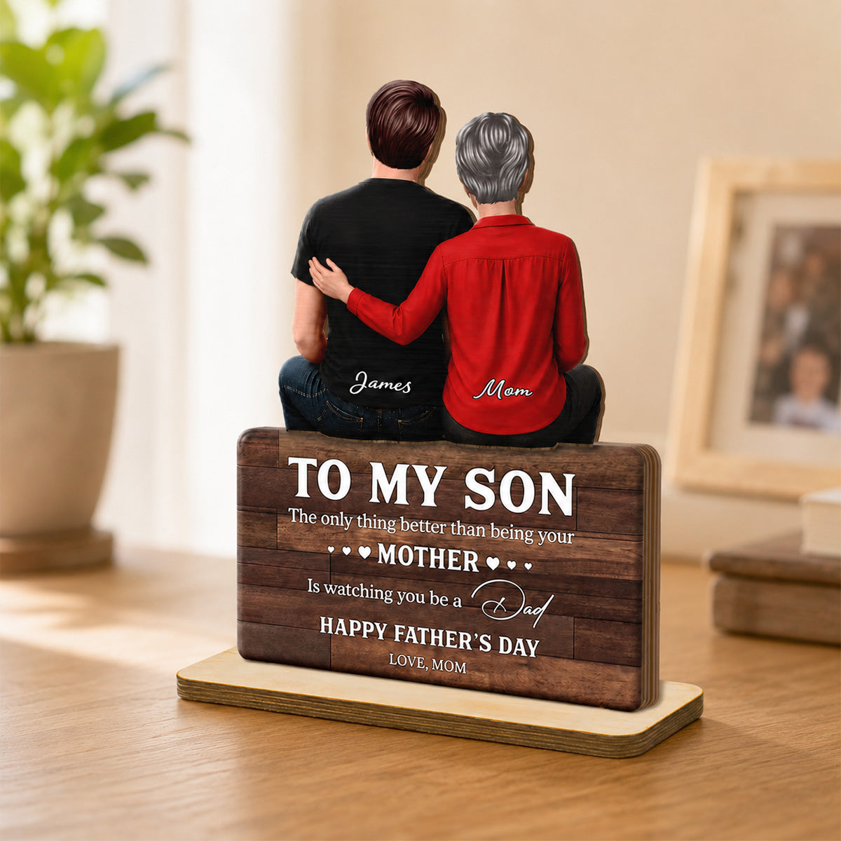 To My Son Happy 2D Flat - Personalized Wooden Plaque - Heartfelt Gift For Son