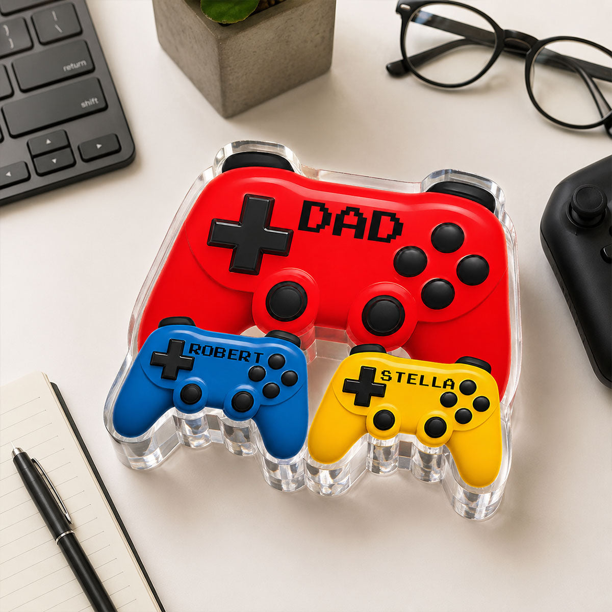 Gamer Dad Controllers - Personalized Acrylic Block Plaque - Gift For Dad, Husband, Gamers