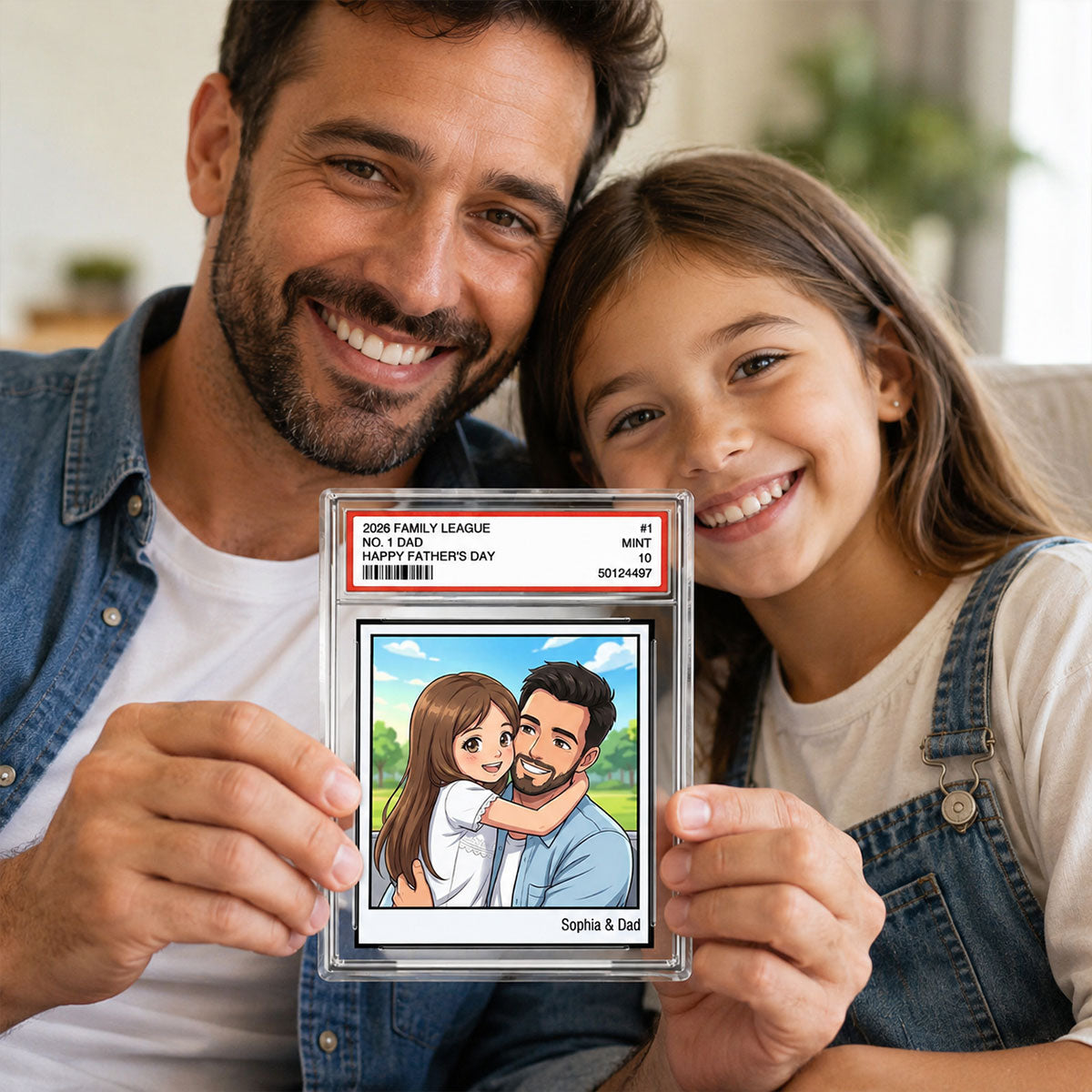 Vintage No. 1 Dad Trading Card Trading Card Cartoon Style - Personalized Acrylic Block Plaque - Gift For Dad, Husband