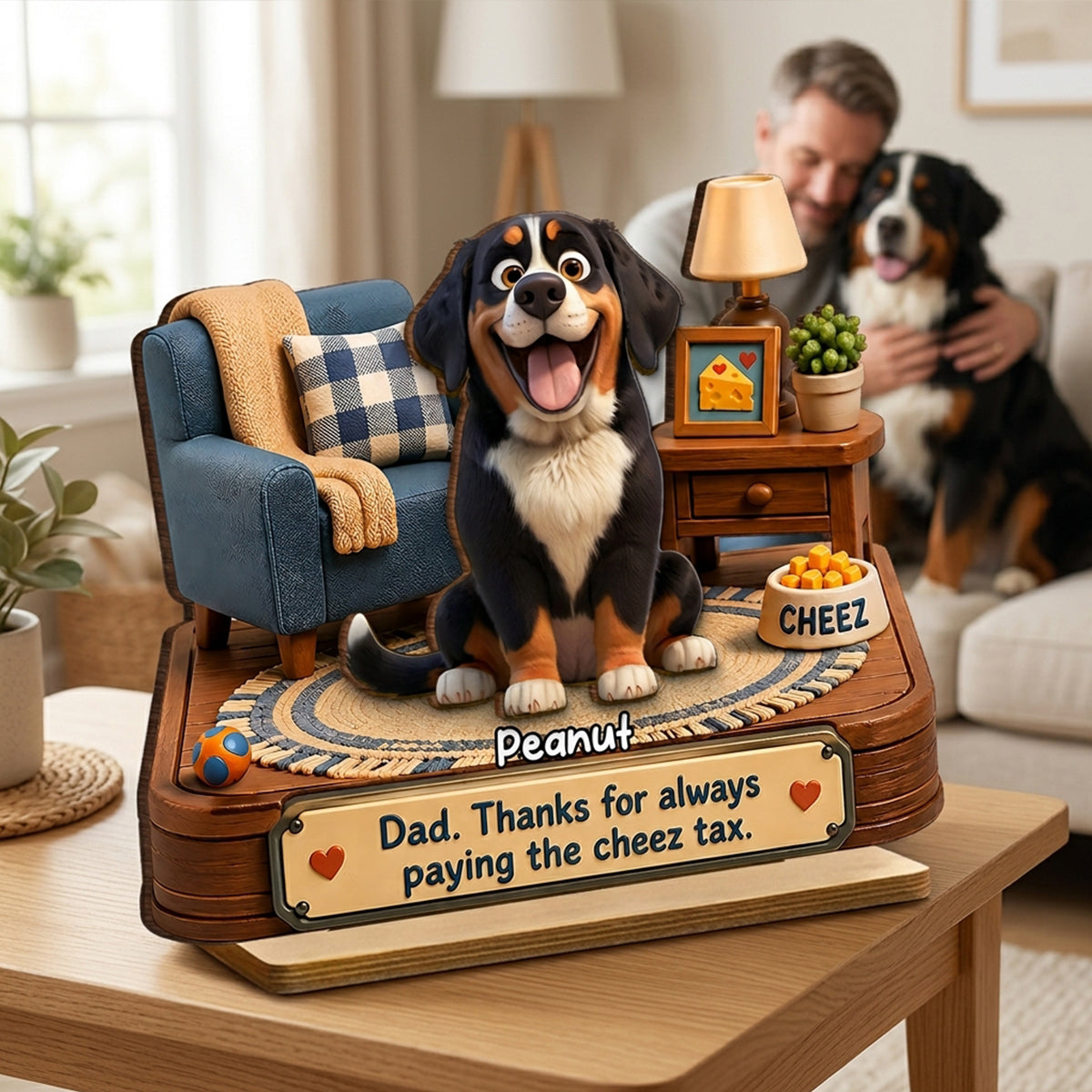 Cheese Tax Dog Dad - Personalized 2-Layered Wooden Plaque - Gift for Dog Dad