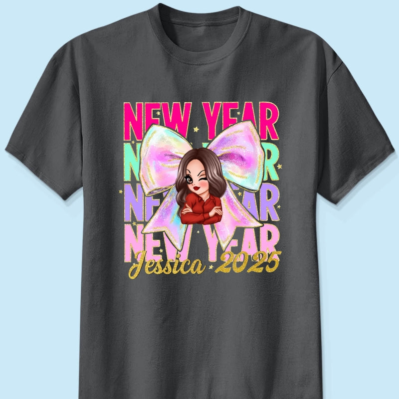New year Coquette 2025, Happy New Year 2025 Retro Personalized Shirt, 12 New Chapters