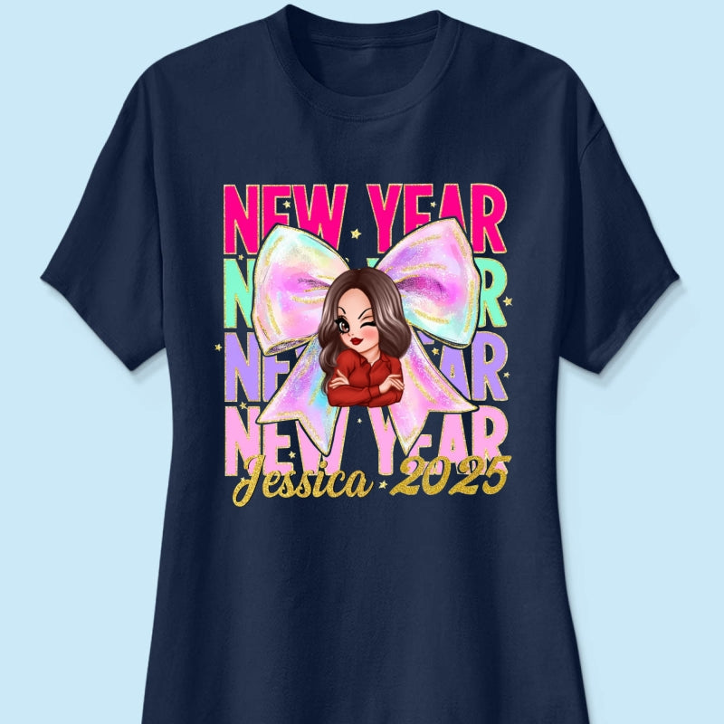 New year Coquette 2025, Happy New Year 2025 Retro Personalized Shirt, 12 New Chapters