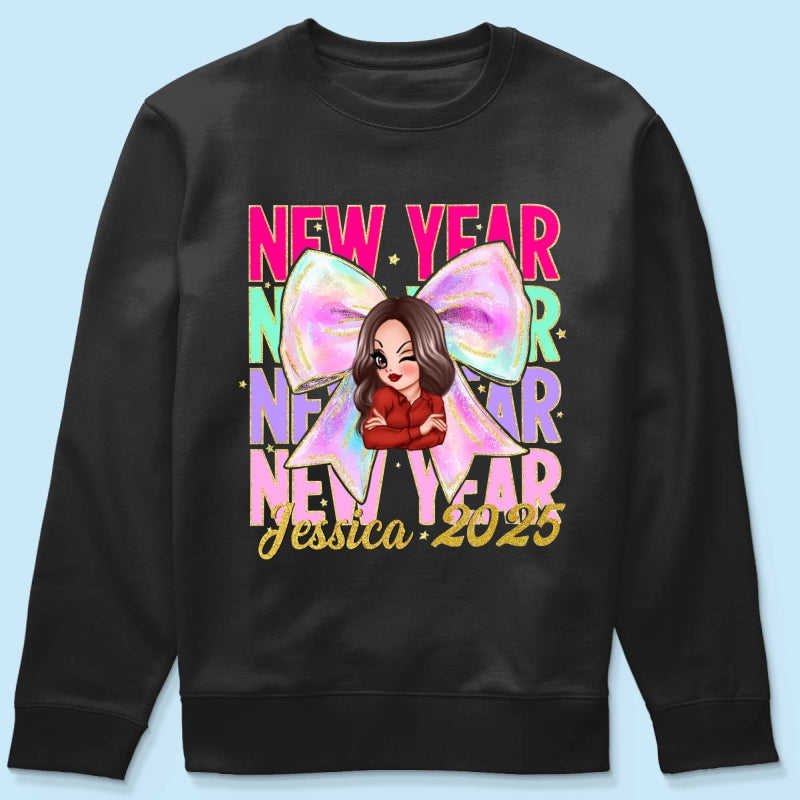 New year Coquette 2025, Happy New Year 2025 Retro Personalized Shirt, 12 New Chapters
