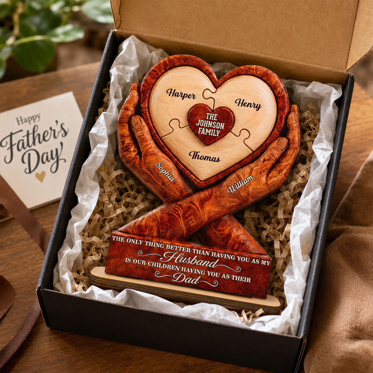Our Children Having You As Their Dad 2D Flat Printed - Personalized 2-Layered Wooden Plaque - Gift For Husband