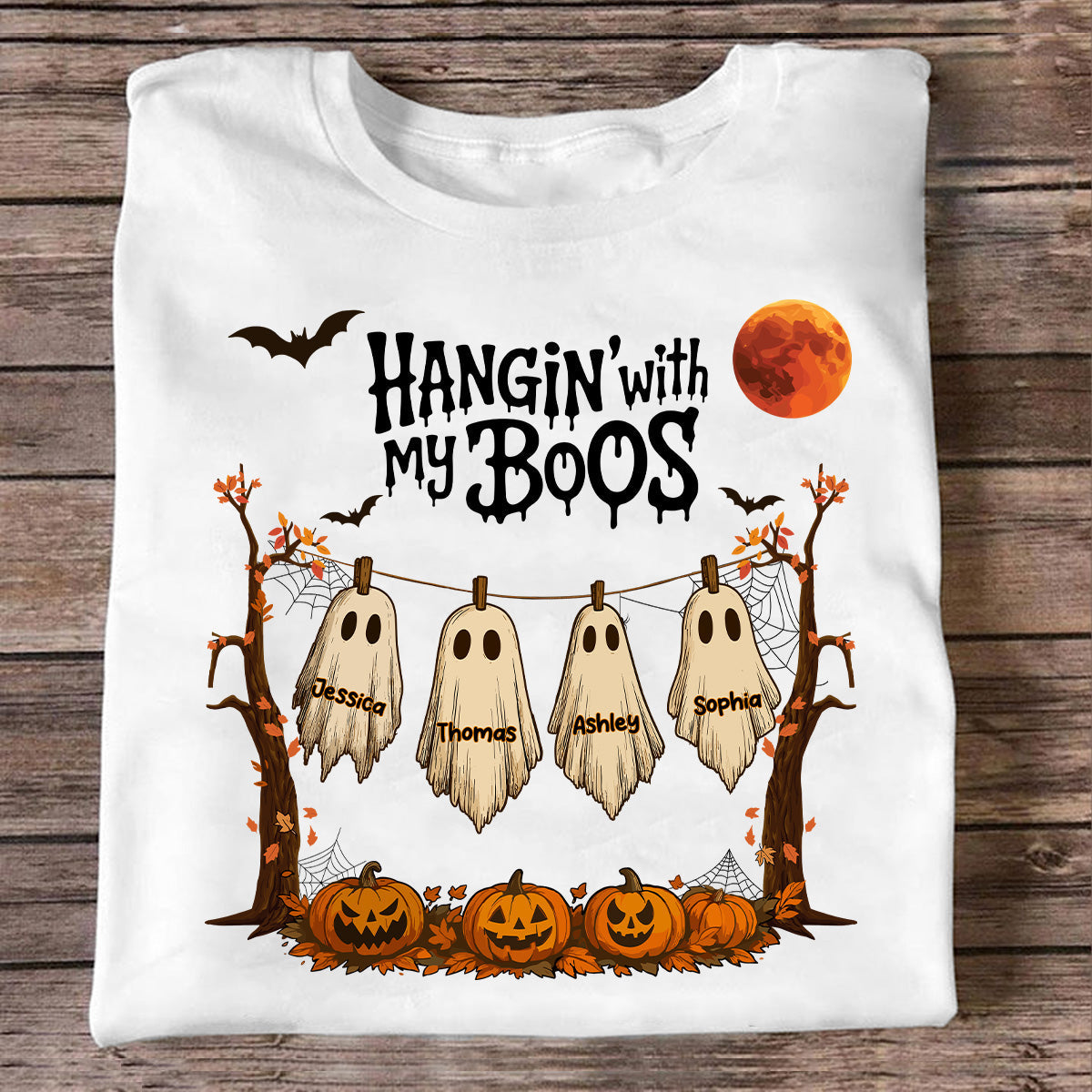 Hangin' With My Boos Halloween Personalized Shirt, Gift For Grandma