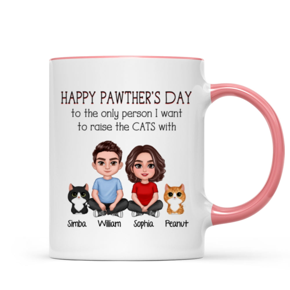 Happy Pawther‘s Day To The Person I Want To Raise A Dog Cat With Crossed Legs Couple Personalized Mug, Father‘s Day Gift For Dog Cat Dad