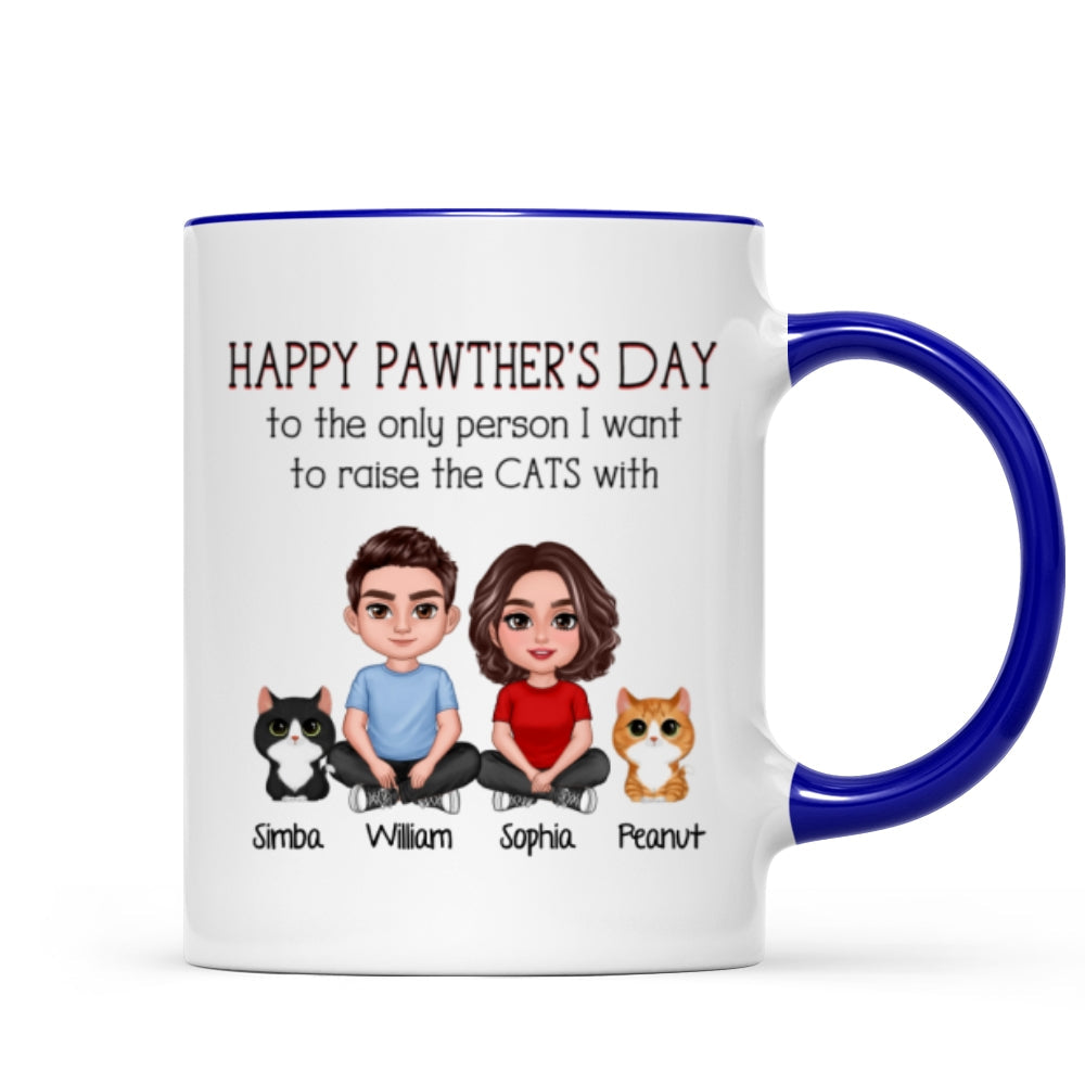 Happy Pawther‘s Day To The Person I Want To Raise A Dog Cat With Crossed Legs Couple Personalized Mug, Father‘s Day Gift For Dog Cat Dad