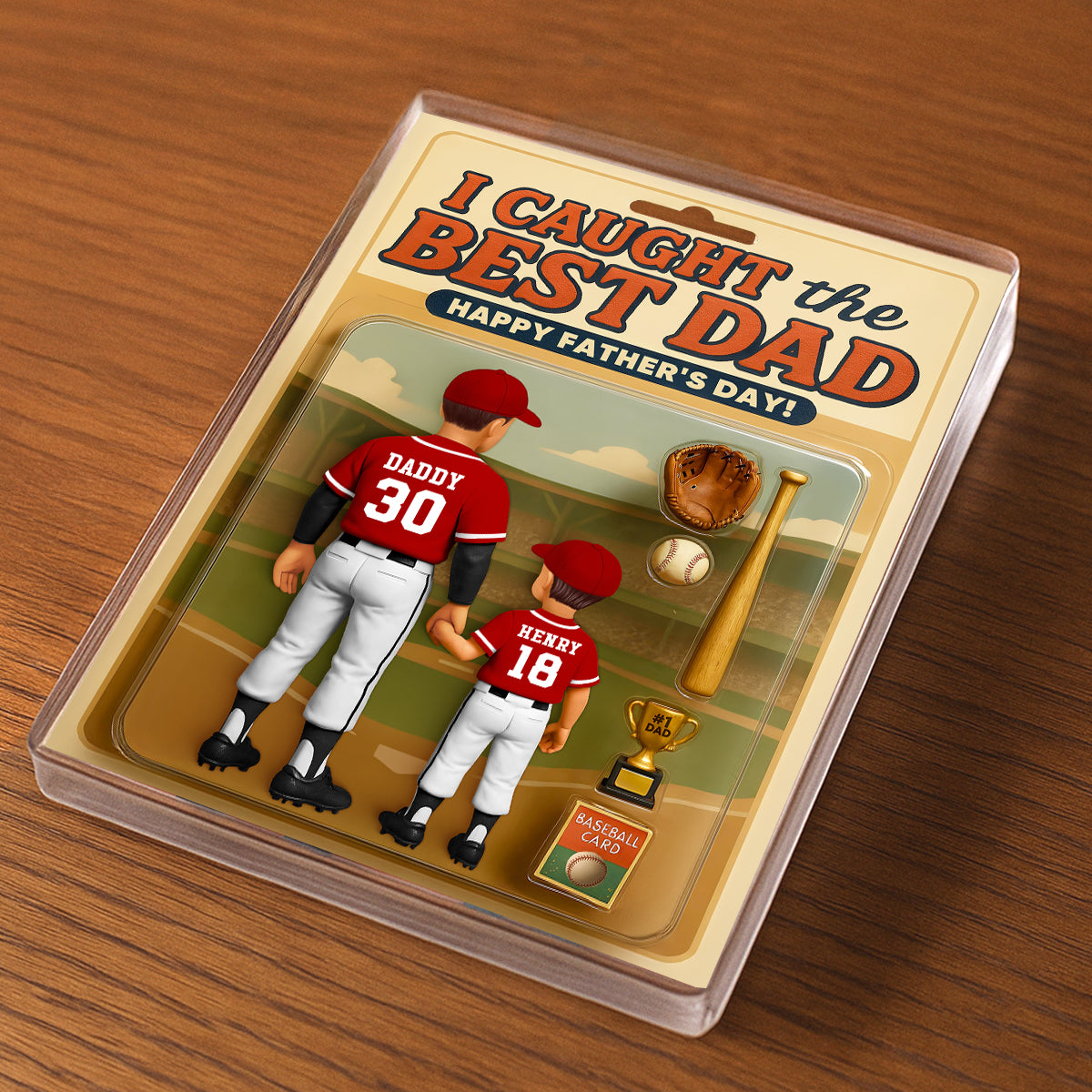 We Caught the Best Dad Baseball Custom Figure Personalized Acrylic Block Plaque, Custom Jersey, Gift for Dad, Gift for Husband