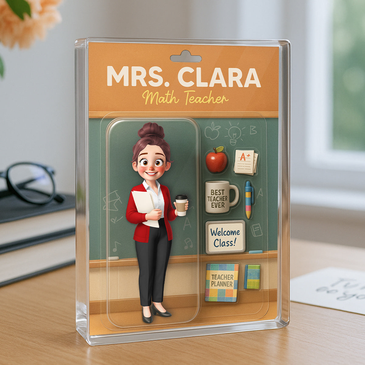 3D Effect Teacher Figure Style Personalized Acrylic Block Plaque, Back To School Gift For Teacher, Colleagues