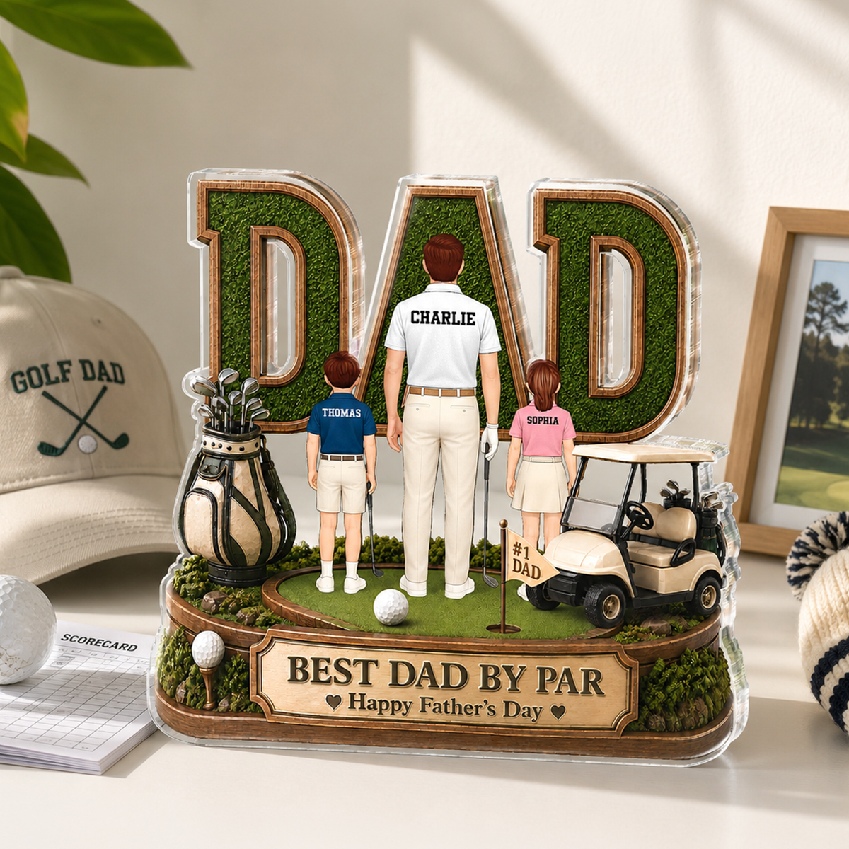 Above Par In Every Way Golfer Dad - Personalized Acrylic Block Plaque - Gift For Dad, Husband
