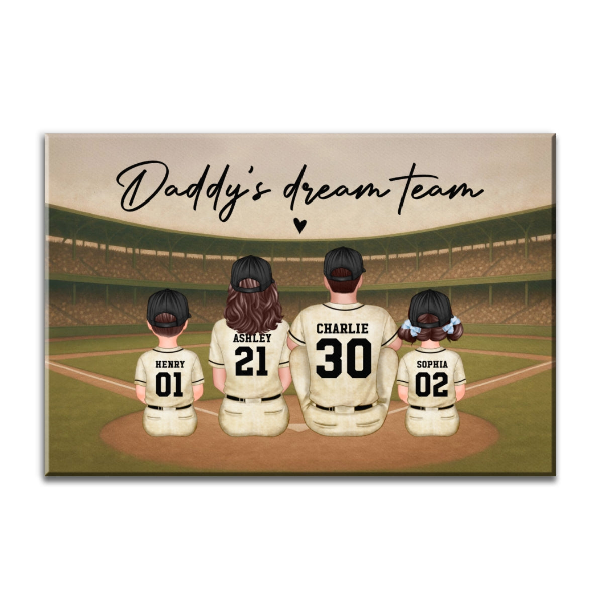 Retro Vintage Baseball Daddy's Dream Team Personalized Wrapped Canvas| Heartfelt Birthday Gift For Dad