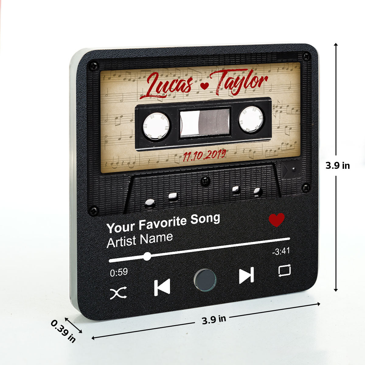 Retro Black Cassette Tape Personalized Music Fridge Magnet, Anniversary Gift For Him, For Her, For The Couple