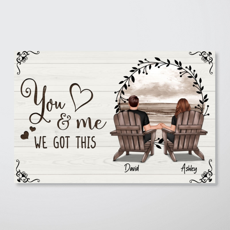 Retro Wreath Couple Beach Landscape Vintage Personalized Poster, Heartfelt 2025 Gift, Anniversary Gift For Couple, Husband, Wife, Dad, Mom