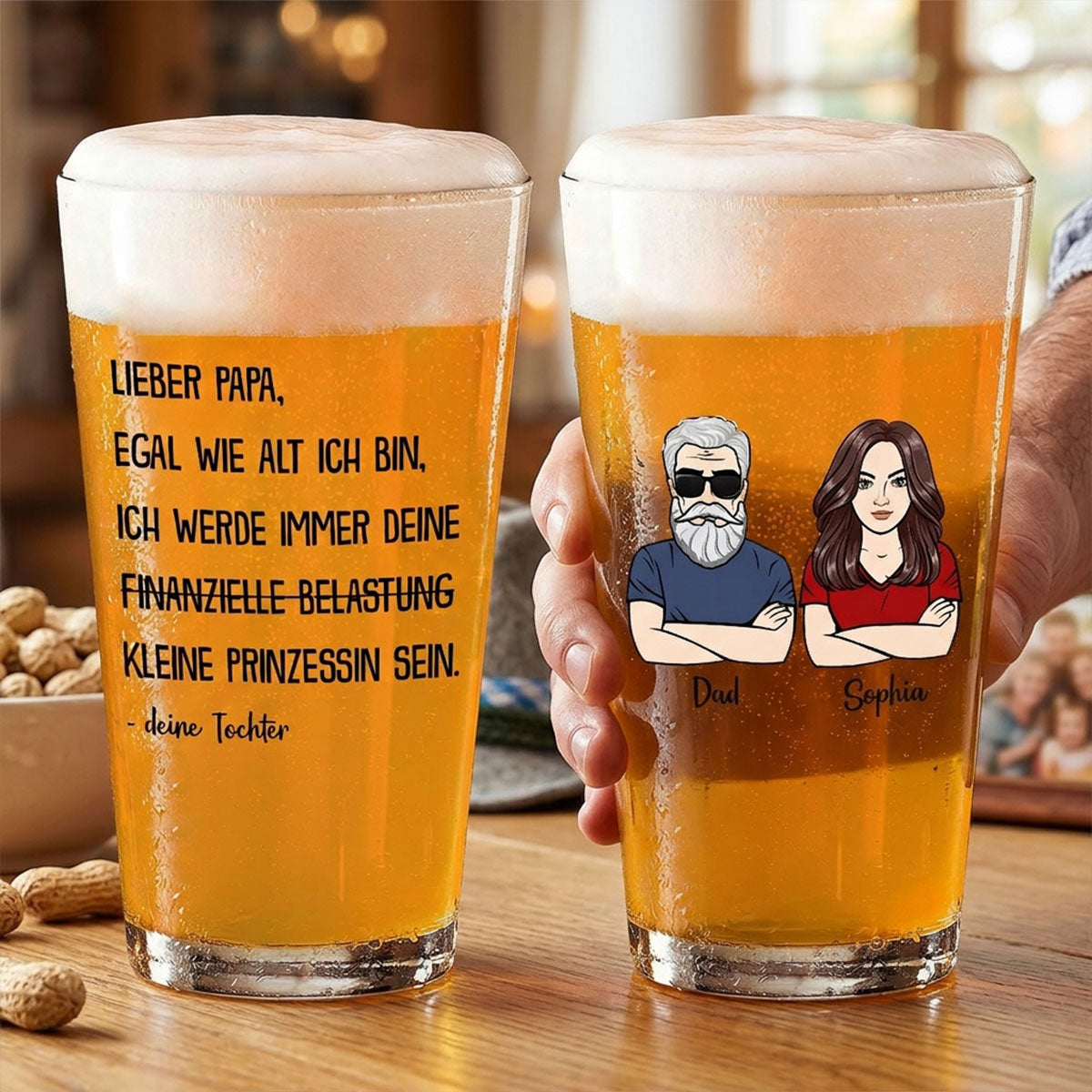 Immer deine finanzielle Belastung - Personalisiertes Bierglas - Lustiges Vatertag Geschenk fr Papa von Tochter