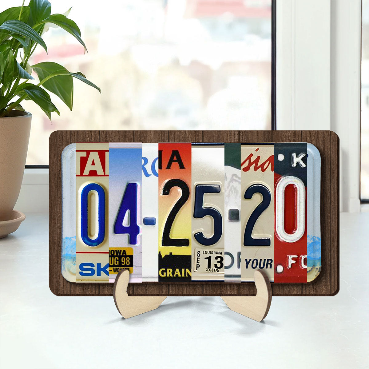 Couple License Plate Personalized Wooden Plaque, Anniversary Date, Wedding Date, Valentines Day Gift for Couples, for Him, for Her