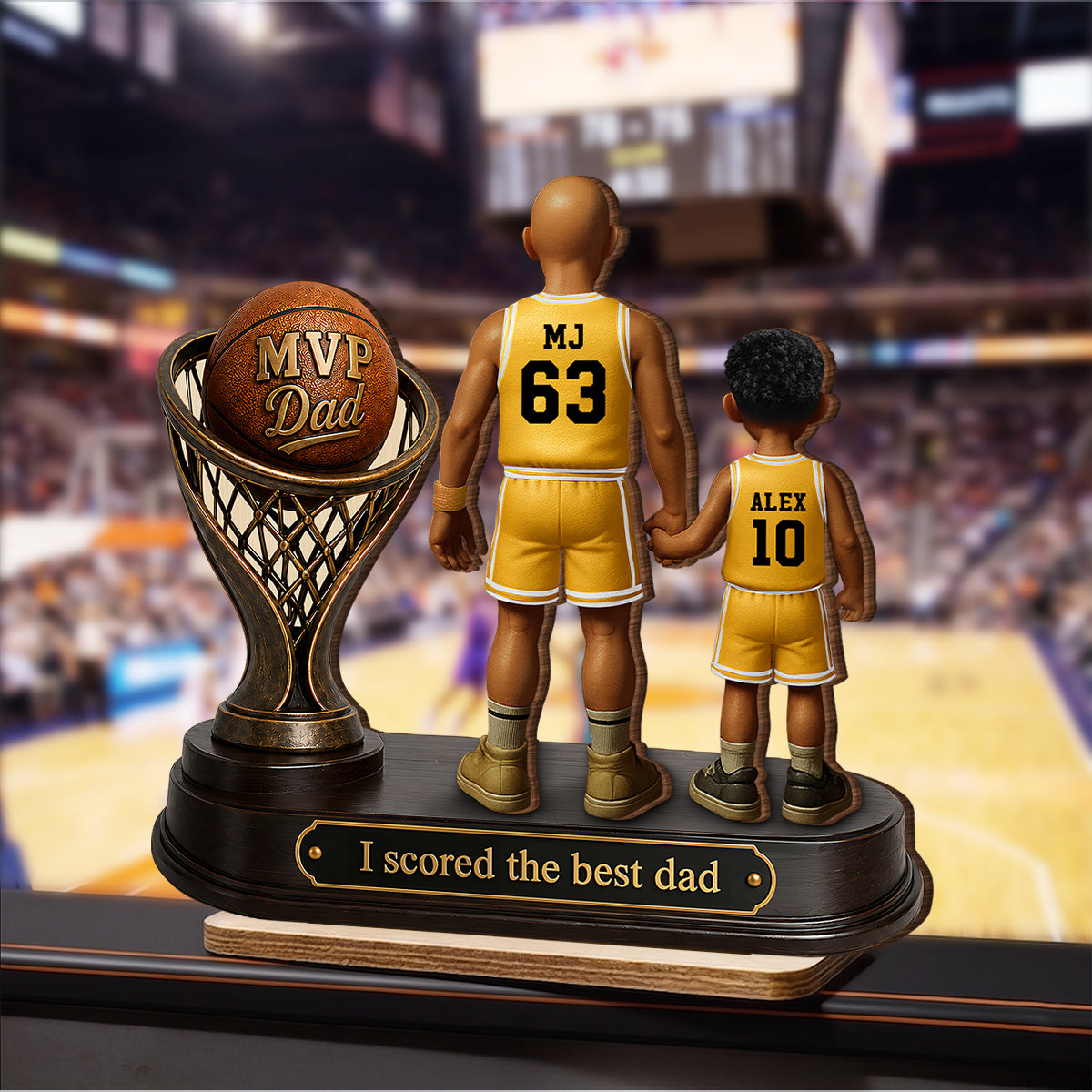 We Scored the Best Dad Basketball Trophy - Personalized 2-Layered Wooden Plaque - Gift for Dad, Husband