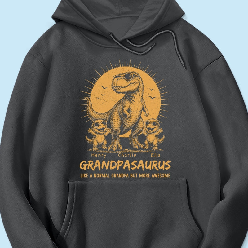 Retro Yellow Vintage Grandpasaurus - Personalized Shirt - Funny Father's Day Gift For Dad, Husband