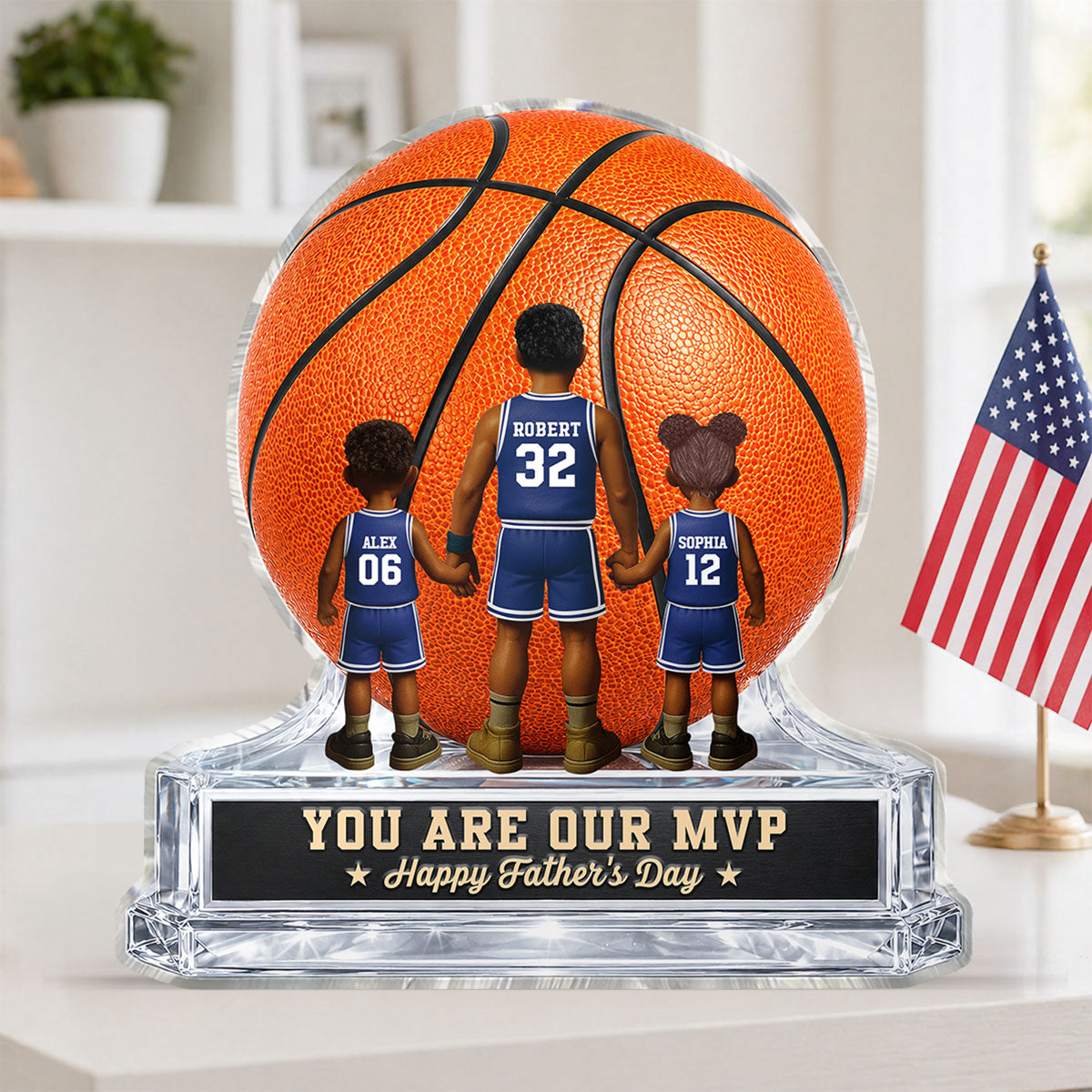 Basketball No 1 Dad Legend You Are Our MVP - Personalized Acrylic Block Plaque - Gift For Dad, Husband, Basketball Fans