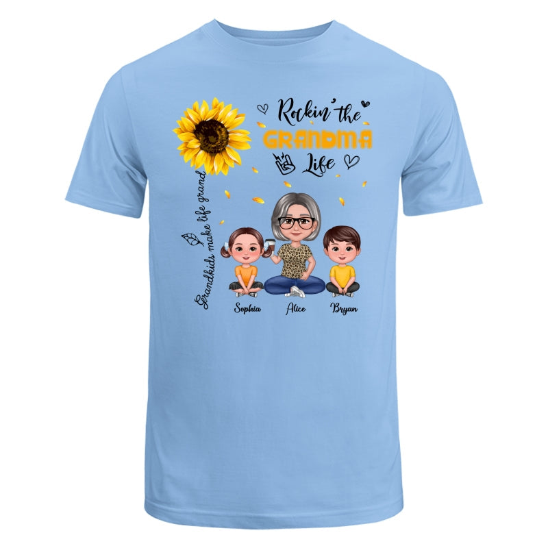 Rockin‘ The Grandma Life Sunflower Pretty Doll Personalized Shirt
