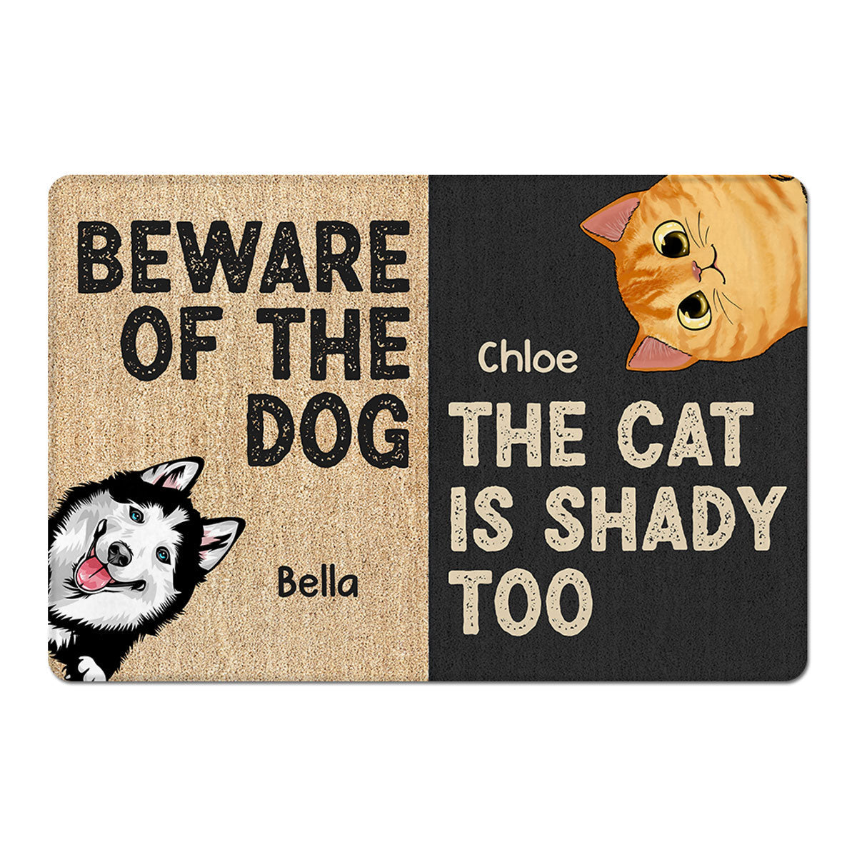 Beware Of The Dogs Cats Funny Personalized Dootmat