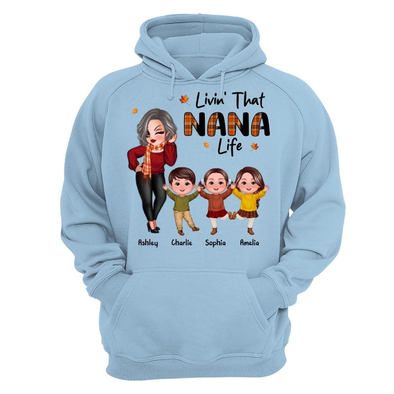 Livin‘ That Grandma Life Fall Season Woman & Happy Kids Personalized Shirt