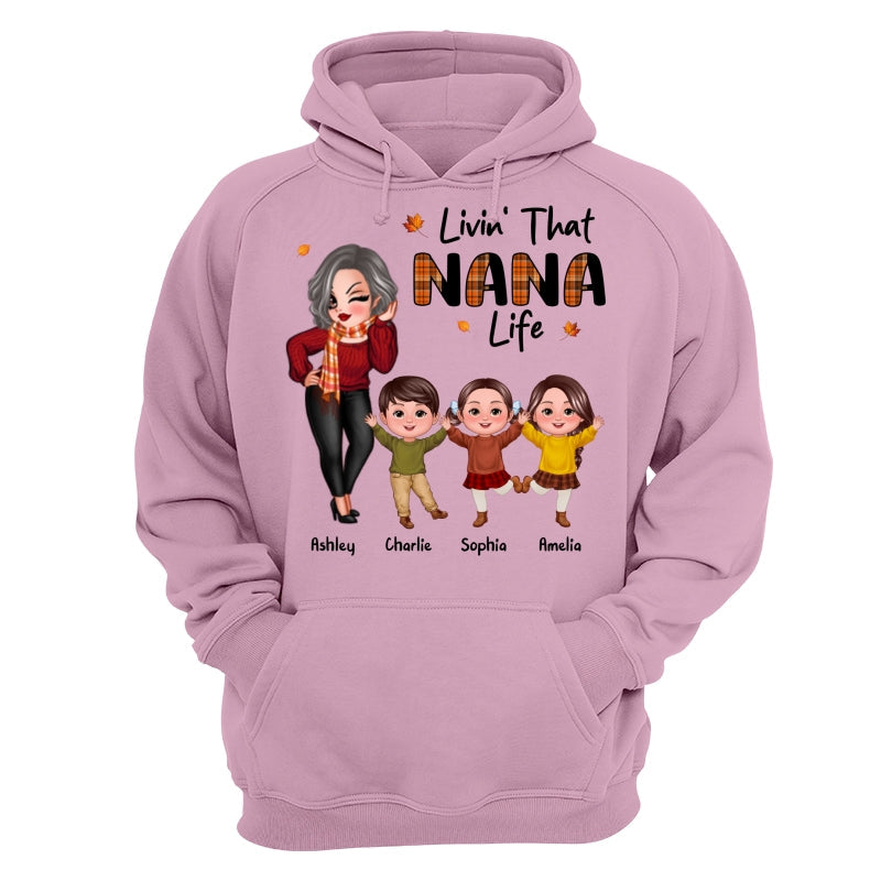 Livin‘ That Grandma Life Fall Season Woman & Happy Kids Personalized Shirt