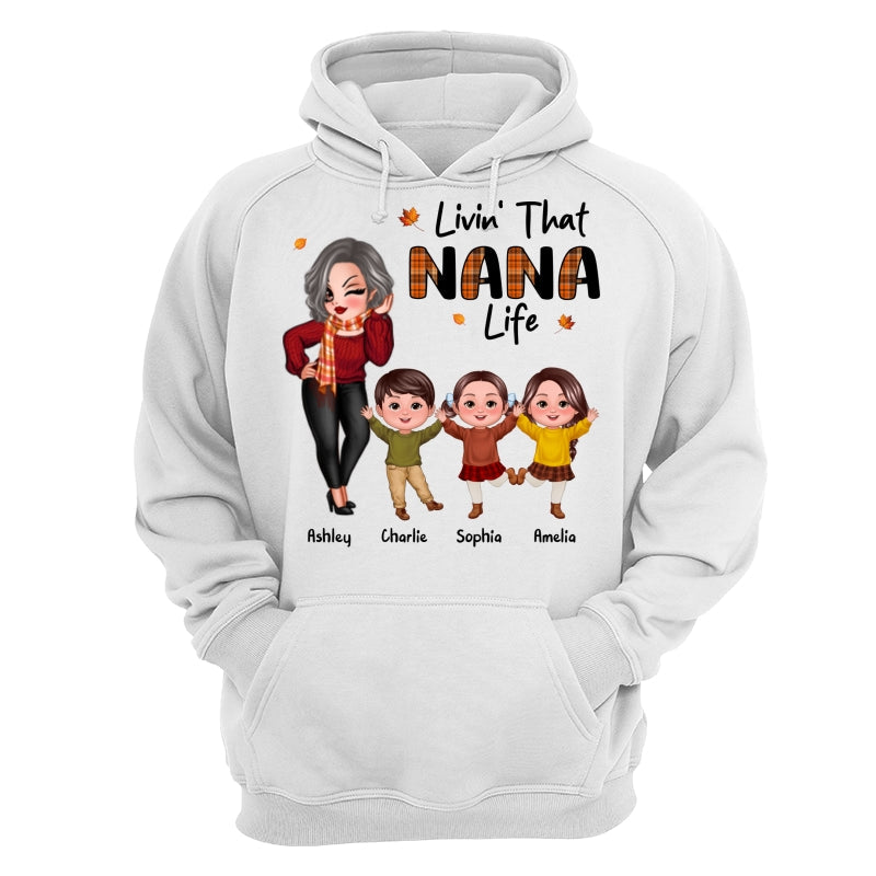 Livin‘ That Grandma Life Fall Season Woman & Happy Kids Personalized Shirt