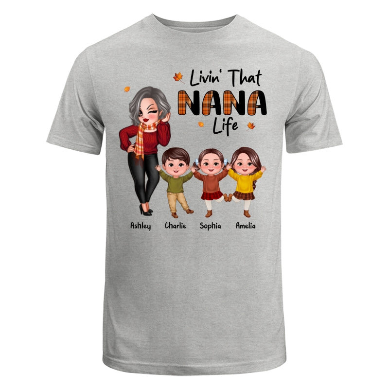 Livin‘ That Grandma Life Fall Season Woman & Happy Kids Personalized Shirt