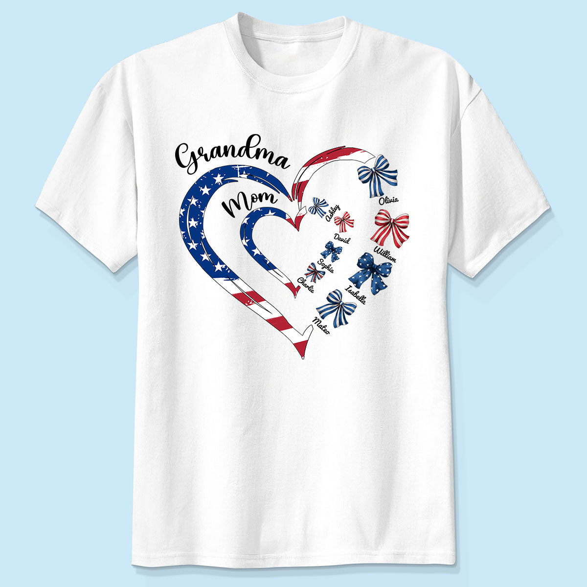 4th Of July First Mom Now Grandma Bow Personalized Shirt, Independence Day