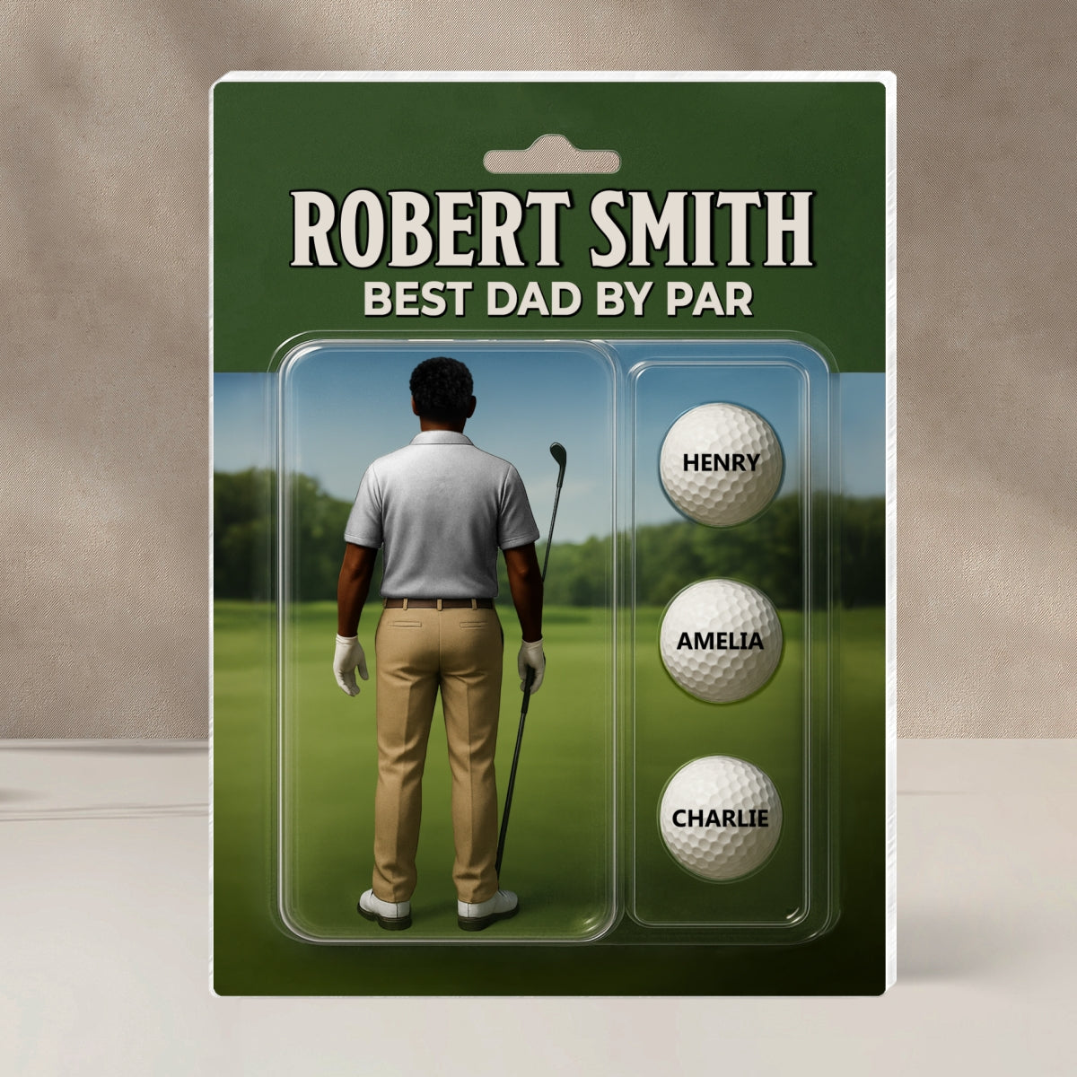 Custom Figure Best Dad By Par With Kids' Names Personalized Acrylic Block Plaque, Perfect Gift For Dad, For Him, For Golf Lover
