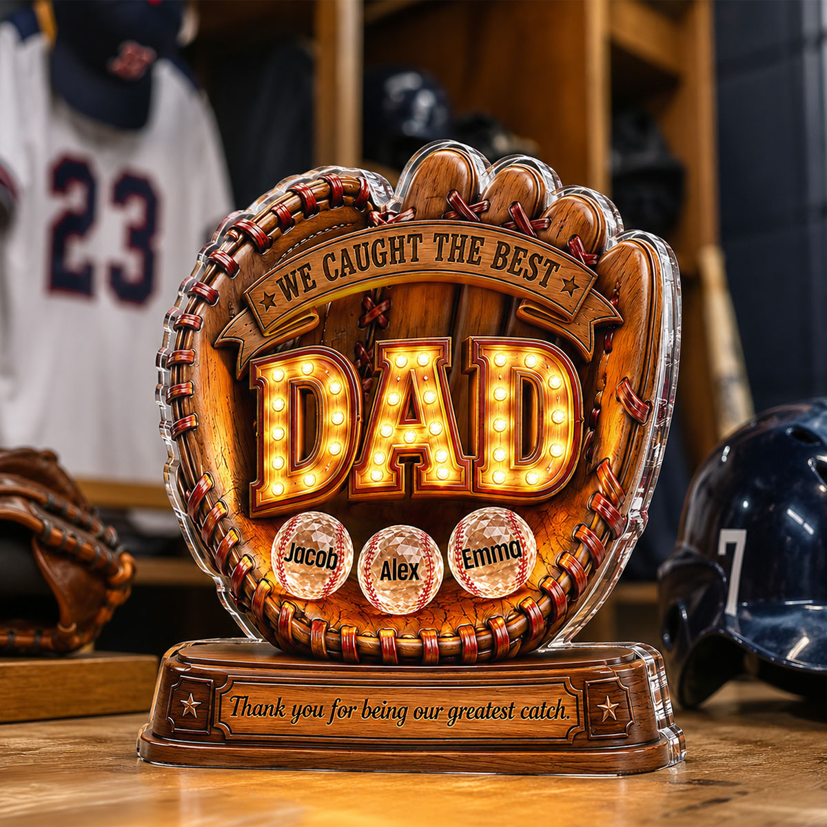 Great Baseball Dad - Personalized Acrylic Block Plaque - Gift for Dad, Husband