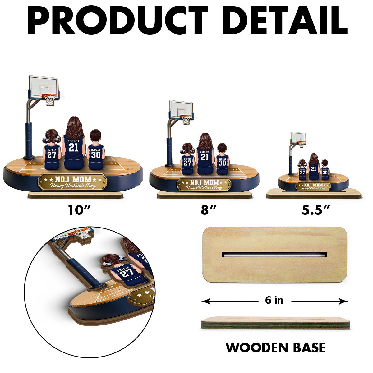 Mommy's Basketball Dream Team - Personalized 2-Layered Wooden Plaque - Gift For Basketball Mom