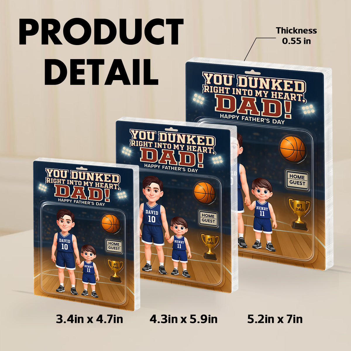 Basketball Dad You Dunked Right Into My Heart - Personalized Acrylic Block Plaque - Gift For Basketball Dad, Husband