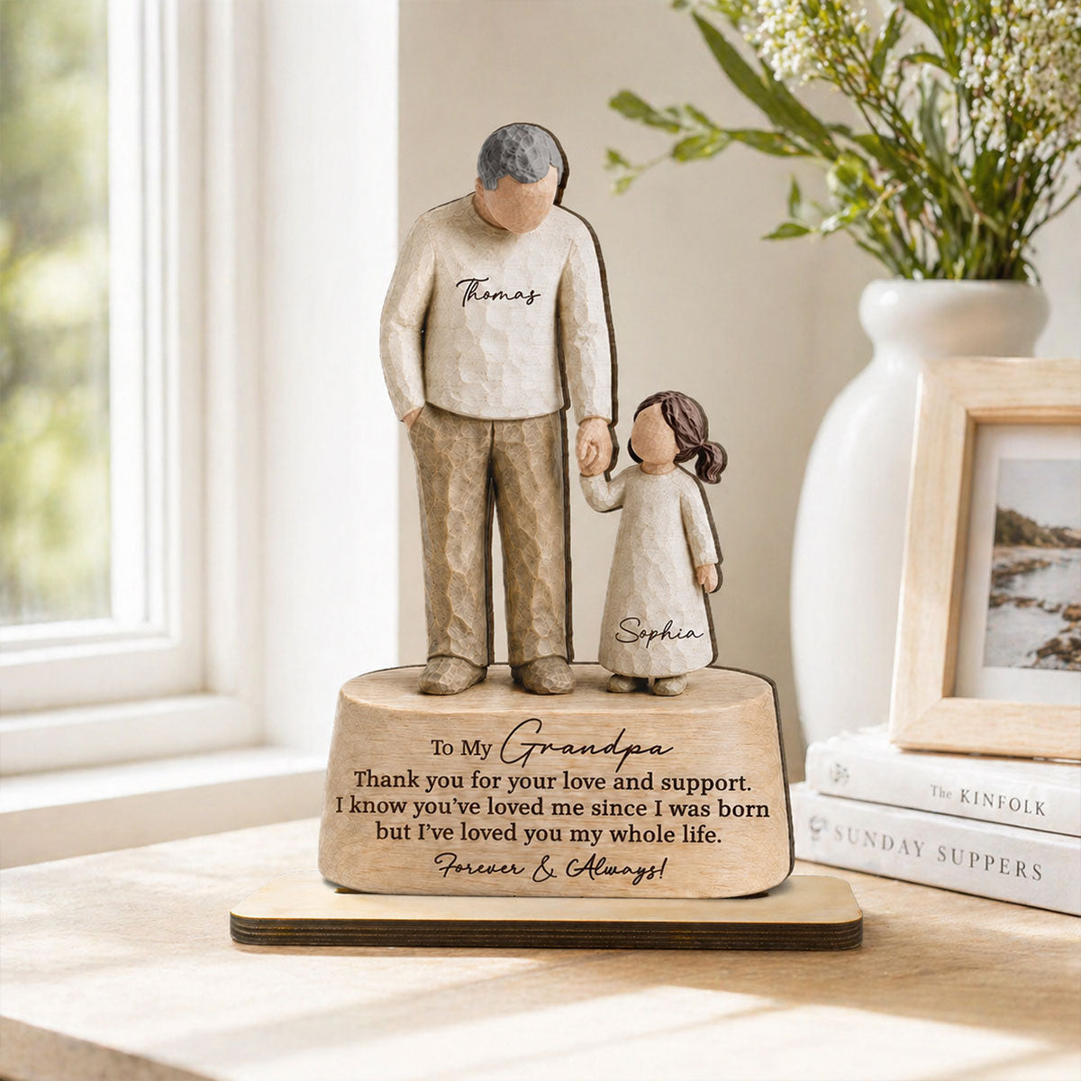 I've Loved You My Whole Life Grandpa & Grandkid 2D Flat Printed - Personalized 2-Layered Wooden Plaque - Sentimental Gift For Grandpa